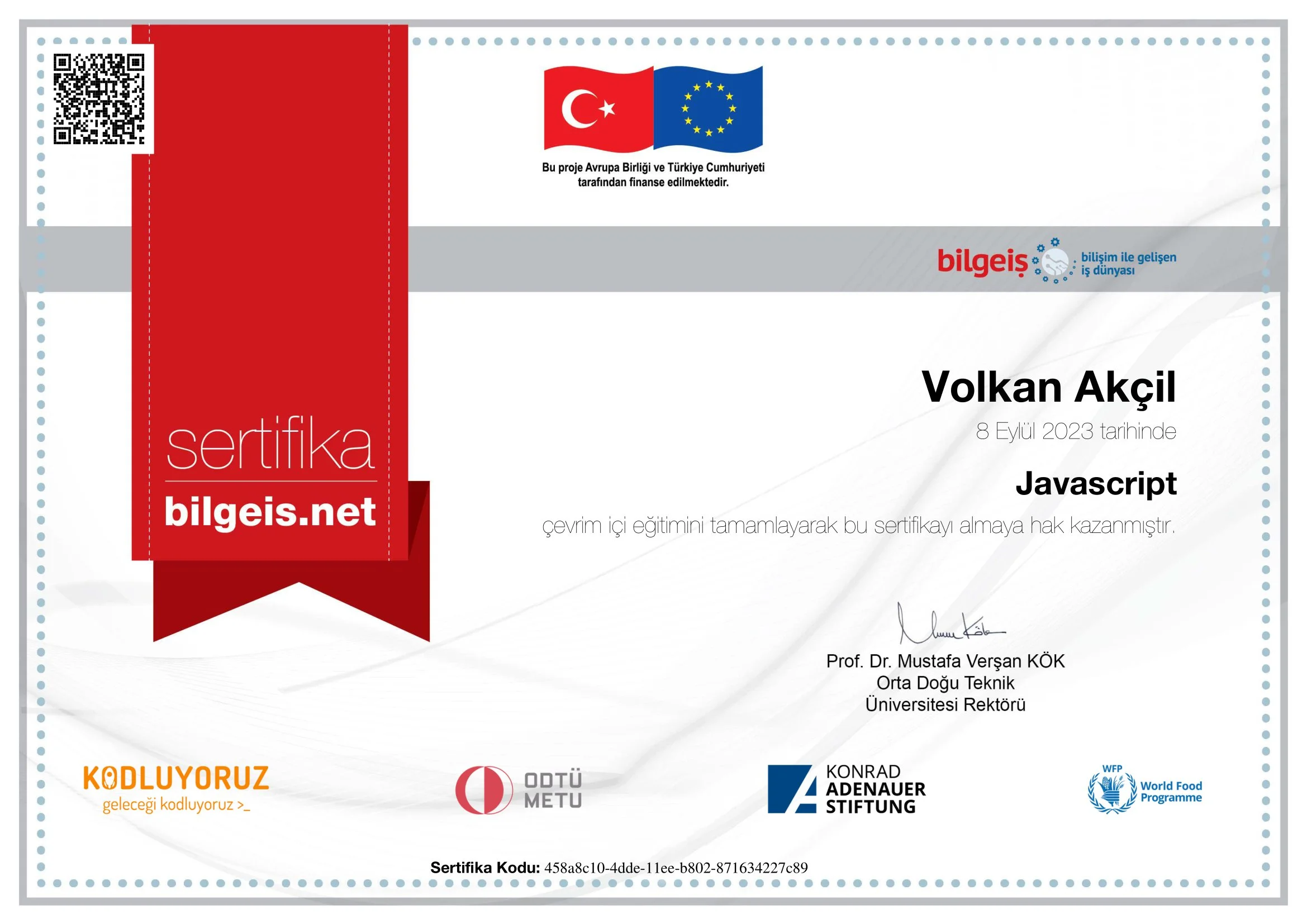 BİLGEİŞ SERTİFİKASI