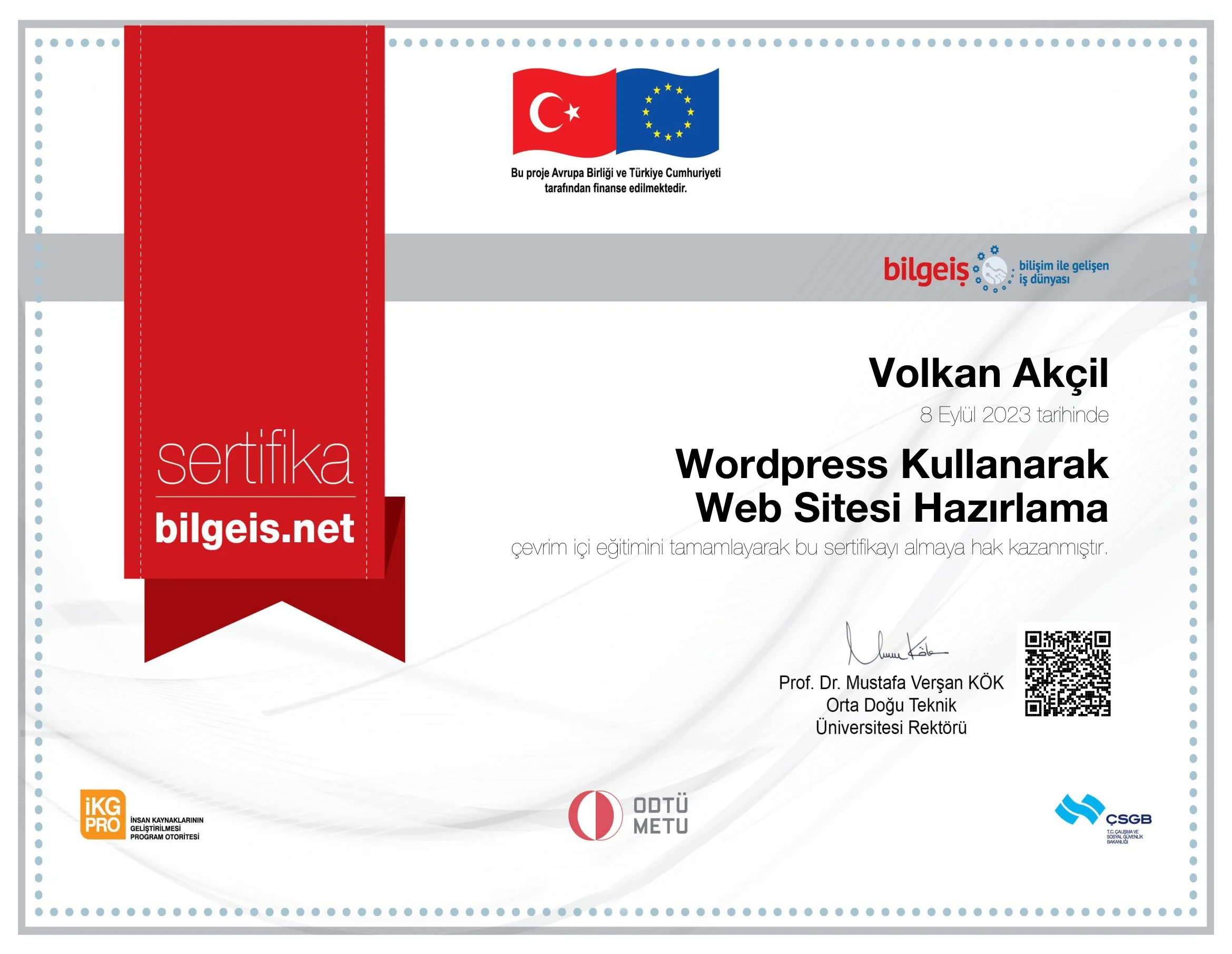 BİLGEİŞ SERTİFİKASI